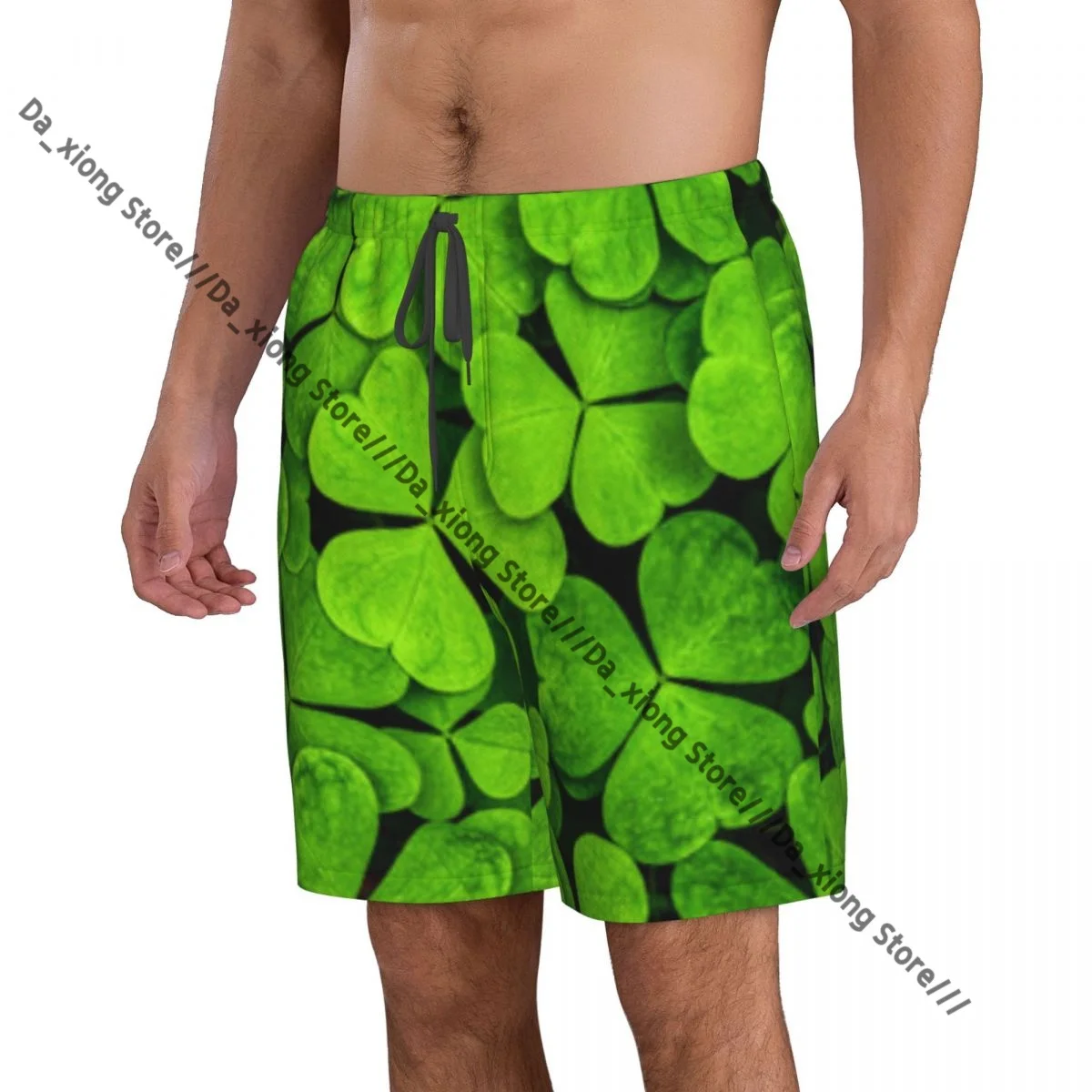 Man Swimwear Clover Leaves For Saint Patrick's Day Swim Shorts Trunks Beach Board Shorts Swimming Swimsuits