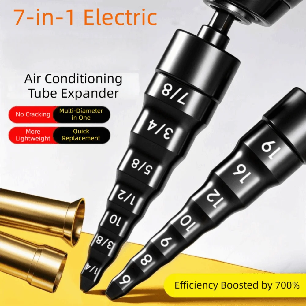 7 In 1 Copper Pipe Expander Hexagonal Shank Wear-resistant Swaging Tool Strong Multifunctional Tube Expanding Tool