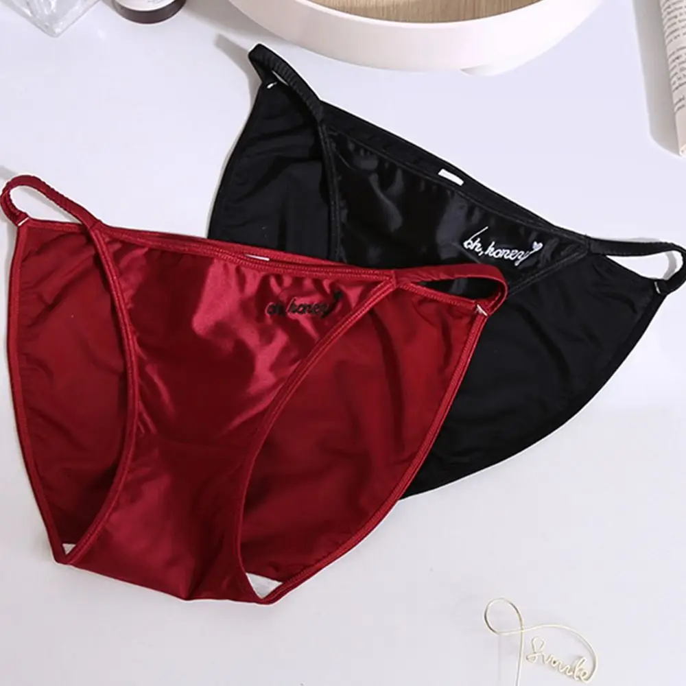 Comfortable Solid Color Intimates Thin Strap Girls Seamless Underwear Women Briefs Women Stain Panties Letter Print Underwear