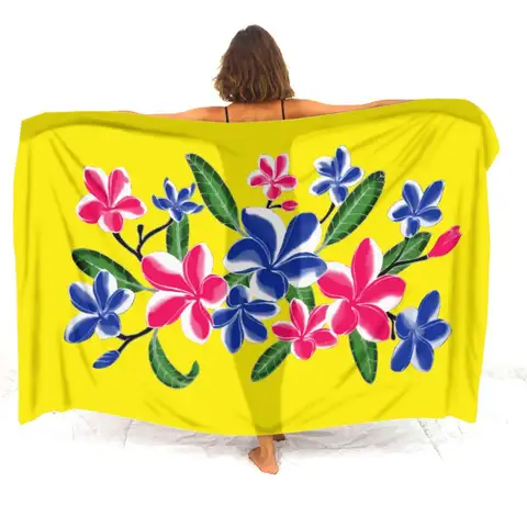 Bikini Coat Anti-Slip Sarong Hawaiian Vintage Pattern Custom Floral Print Polynesian Sarong Summer Beach Soft Shawl