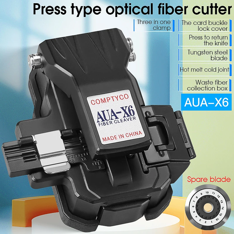 New! AUA-X6 FTTH High-precision for cold joint/hot melt optical Fiber Cleaver machine with 24 Surface Blade cutting tool