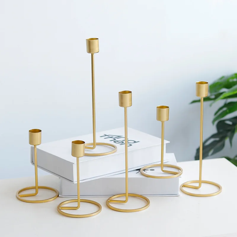 Nordic Wrought Iron Candlestick Ornaments Gold Candle Holder European Dining Table Decorations Wedding Gift Candlelight Dinner P