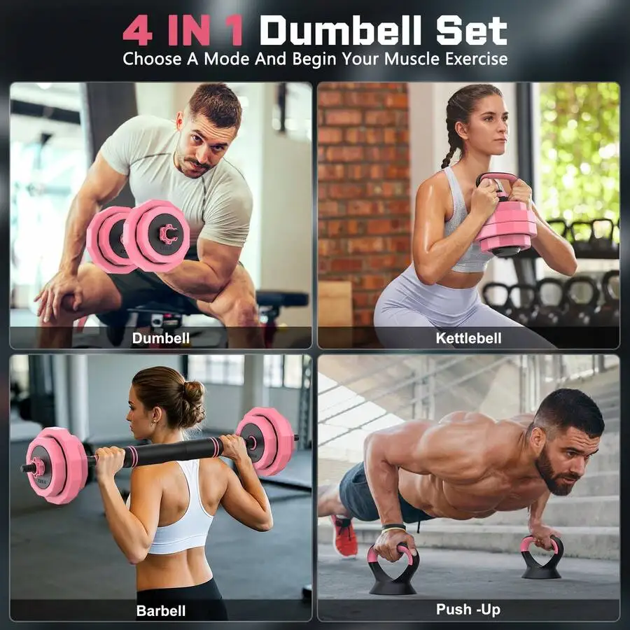 Adjustable Dumbbells Set (45/65/85lbs) - 4-In-1 Free Weights With Connector, Convertible To Barbell, Push-Up Stand, Kettlebell F