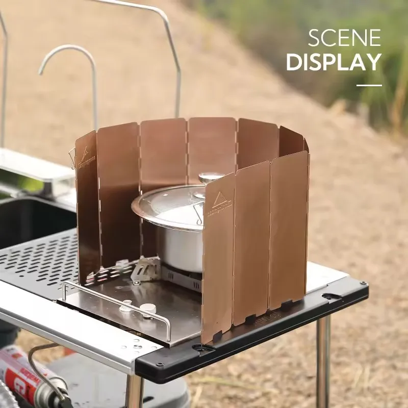 

CAMPINGMOON Workmanship folding 10 Aluminum Plates Camping Cooker Wind Shield gas cover camping gas stove windshield for Stove