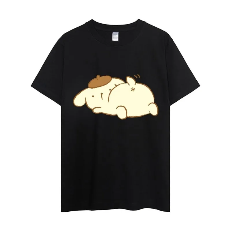 MINISO Sanrio Pompompurin T Shirt Men Couple Combination Clothes Short Sleeve Collar Fashion Woman Cotton