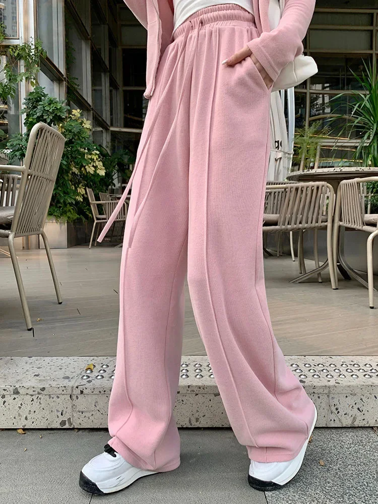 

Spring Autumn Pink Hoodie+Sports Pants Set Korean Fashion Sports Clothing Zipper Hooded Sports Shirt And Sports Pants Set Y2k