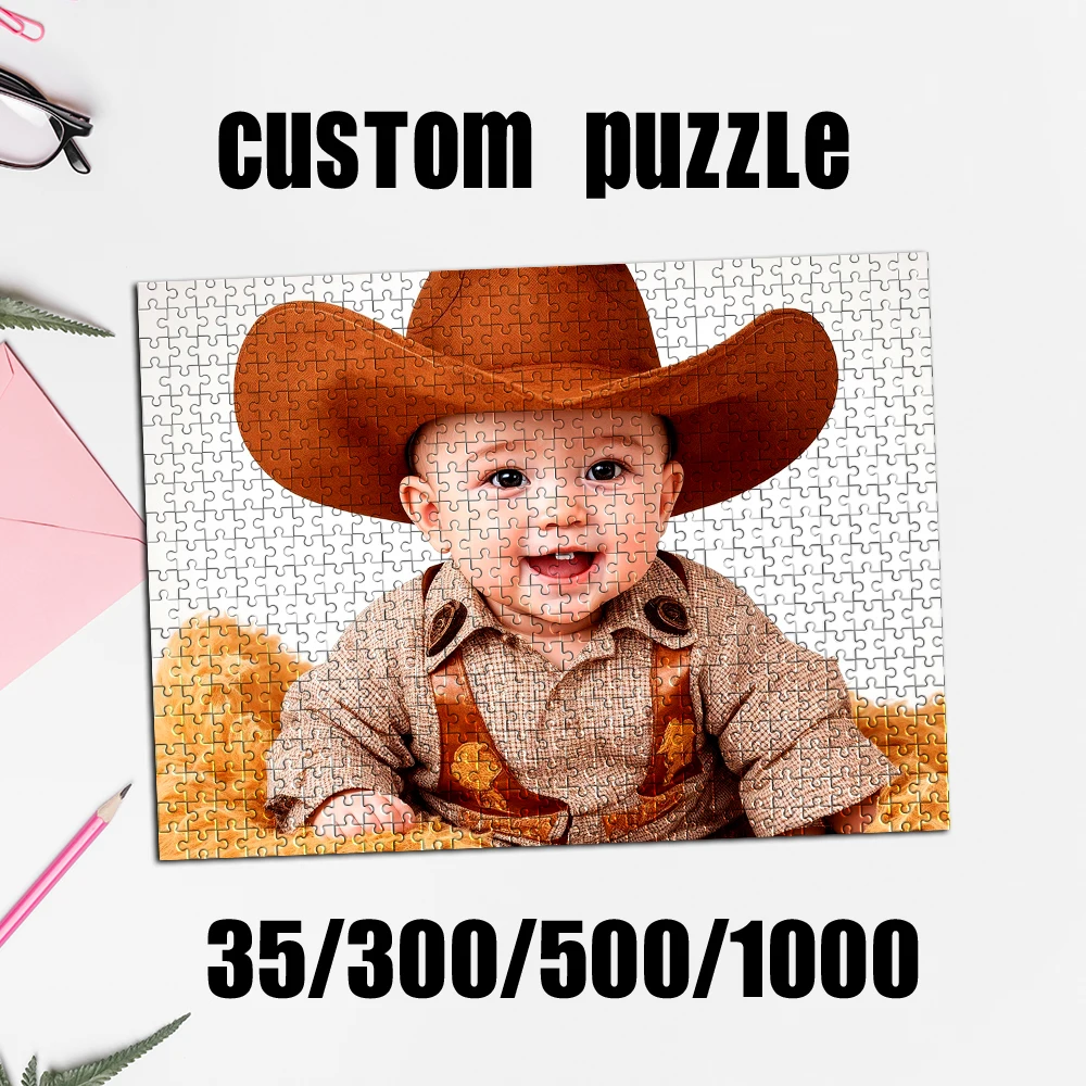 35/300/500/1000 Stück personalisiertes, individuelles Foto-Selfie-Puzzle für die Kindheit, DIY-Puzzle für Jugendliche und Erwachsene, Holzbox-Puzzle-Spielzeug für Freunde und Familie