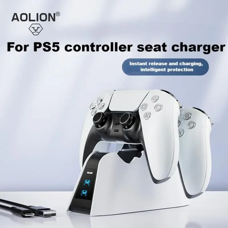 Aolion двойное быстрое зарядное устройство для Playstation 5, контроллер, зарядная станция, зарядная подставка, док-станция со светодиодной подсветкой для PS5, геймпады