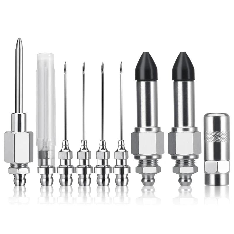 

AD33 HOT 9Pcs Greasegun Needle Nozzle Kit,Greasegun Injector Needle Nozzle With Nipple Adapter Fitting Tool