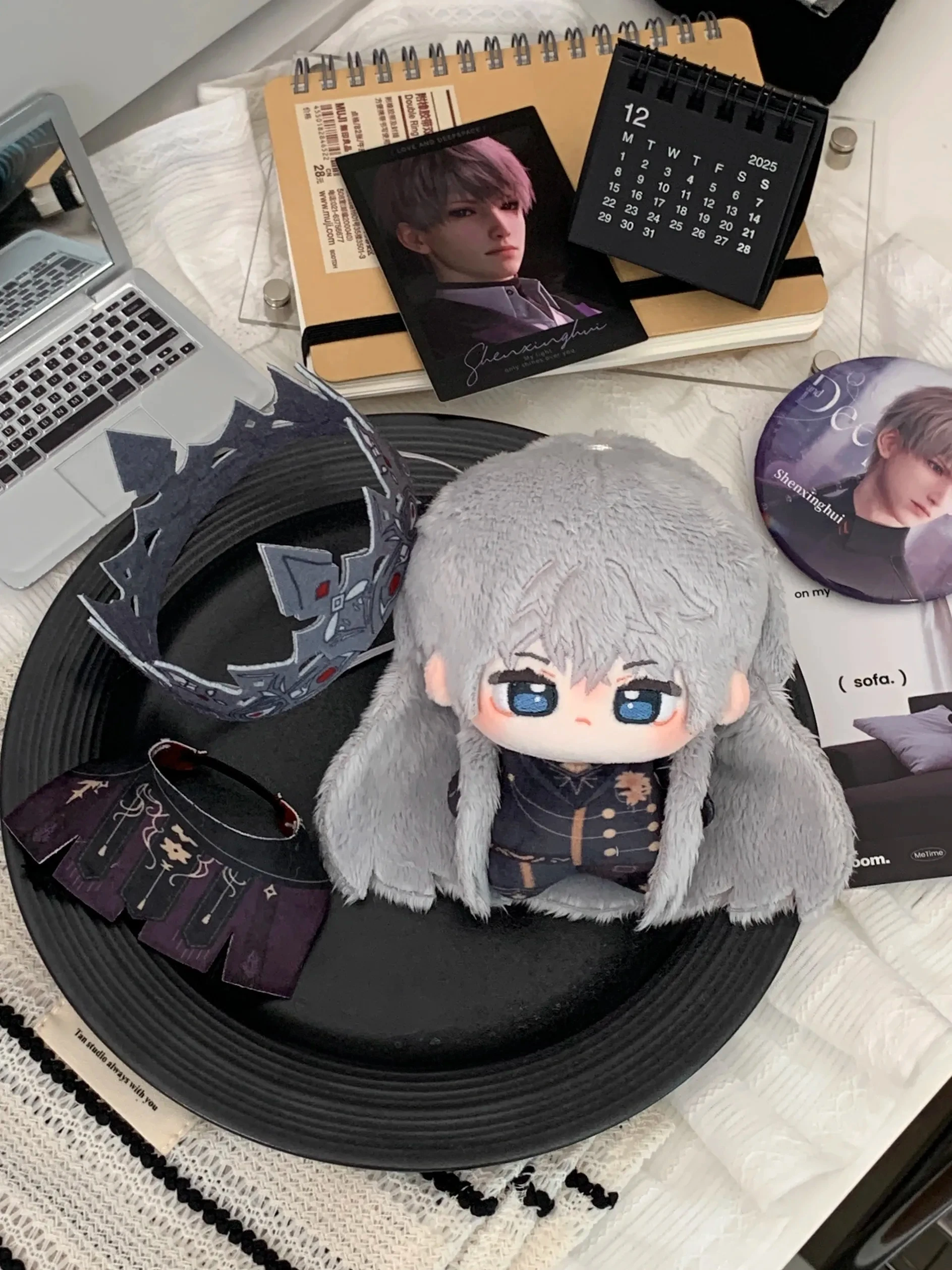 Em estoque amor e espaço profundo xavier coroa manto recheado 10cm plushies boneca de pelúcia roupas anime jogo chaveiro saco brinquedo crianças presentes