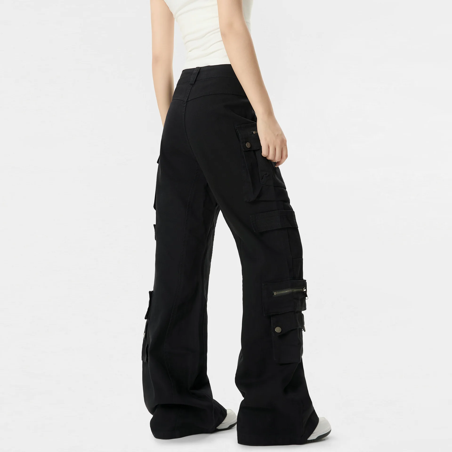 OR FL American High Street Vibe Micro 100 Cotton Women Cargo Trousers Binding Strap Multiple Pockets Women's Staraight Slacks