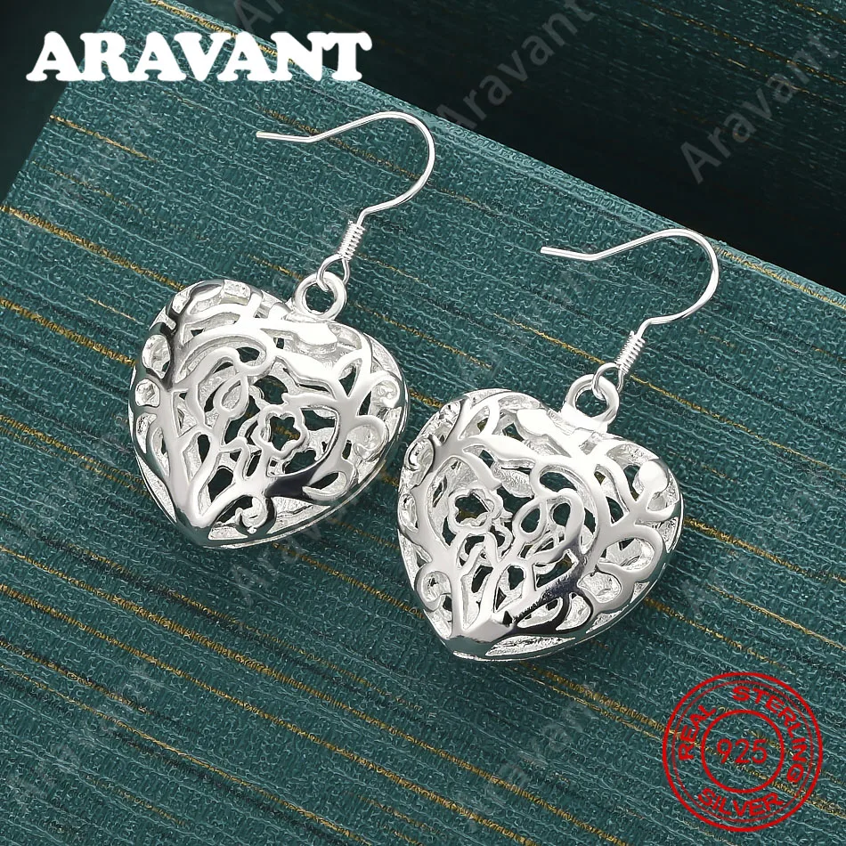 925 Sterling Silver Openwork Heart Earrings - Unique Gift For Women, Versatile For Events And Jewelry
