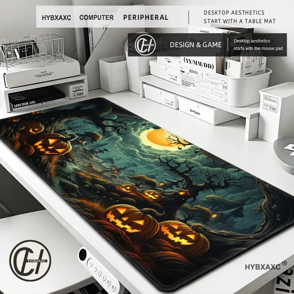 

Halloween Night Keyboard Rug XXL Anime Gamer Mousepad Large Terror Castle Mouse Pad Computer Laptop Extended Desk Mat Mausepad