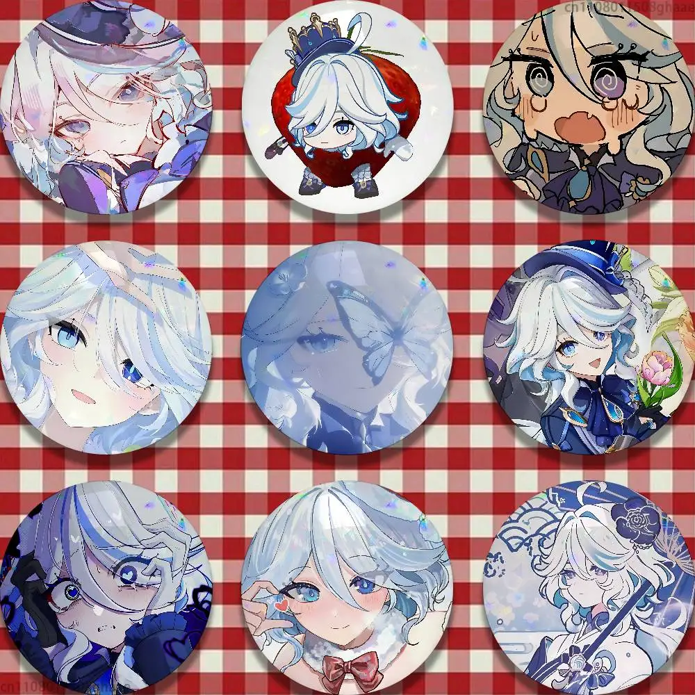 Furina G-Genshin Impact  25mm 75mm 44mm 58mm 32m Brooches Badges Pins for Accessories