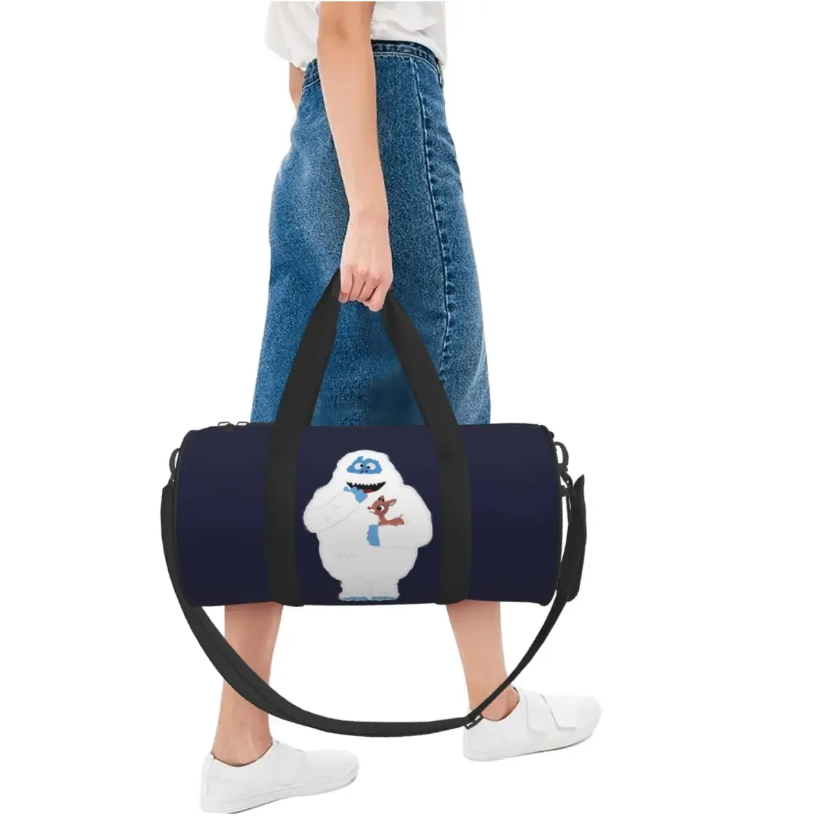 Christmas Abominable Snowman With Rudolph Large Duffle Gym Bag Multi-Functional Duffle Travel Bags Handbags Fitness bag