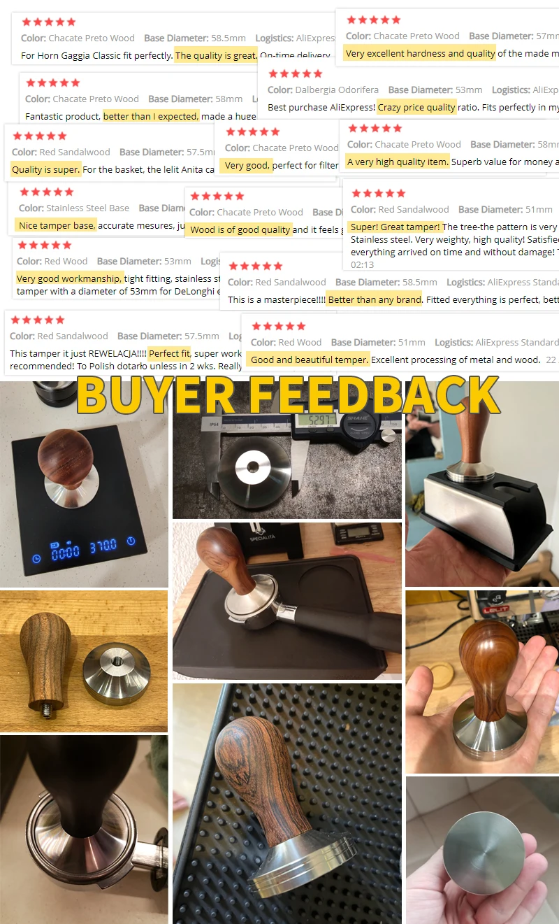 Kaffee Tamper 51mm 57mm 58,5mm Für Delonghi Breville Lelit Siebträger Edelstahl Espresso Zubehör Ecke Barista werkzeuge – Detail 4