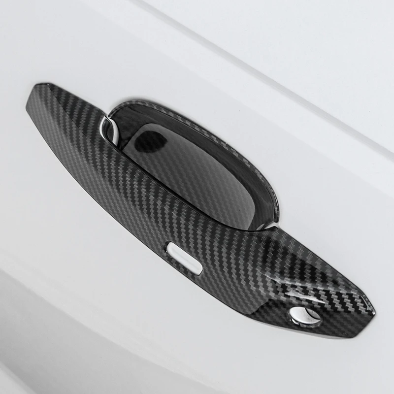 Carbon Fiber Printed Car Door Handle Cover Door Bowl Sticker Moulding Trim for Audi A5 2017 2018 2019 2020 2021 2022 Styling