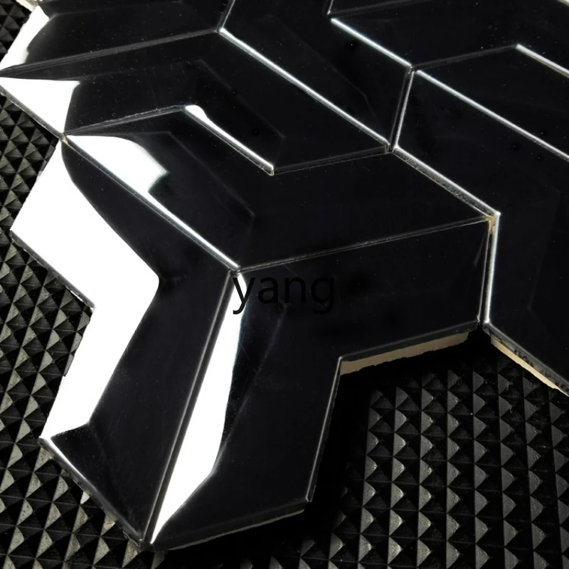 

LTT black stainless steel mosaic Internet celebrity milk tea shop cafe metal background wall tile