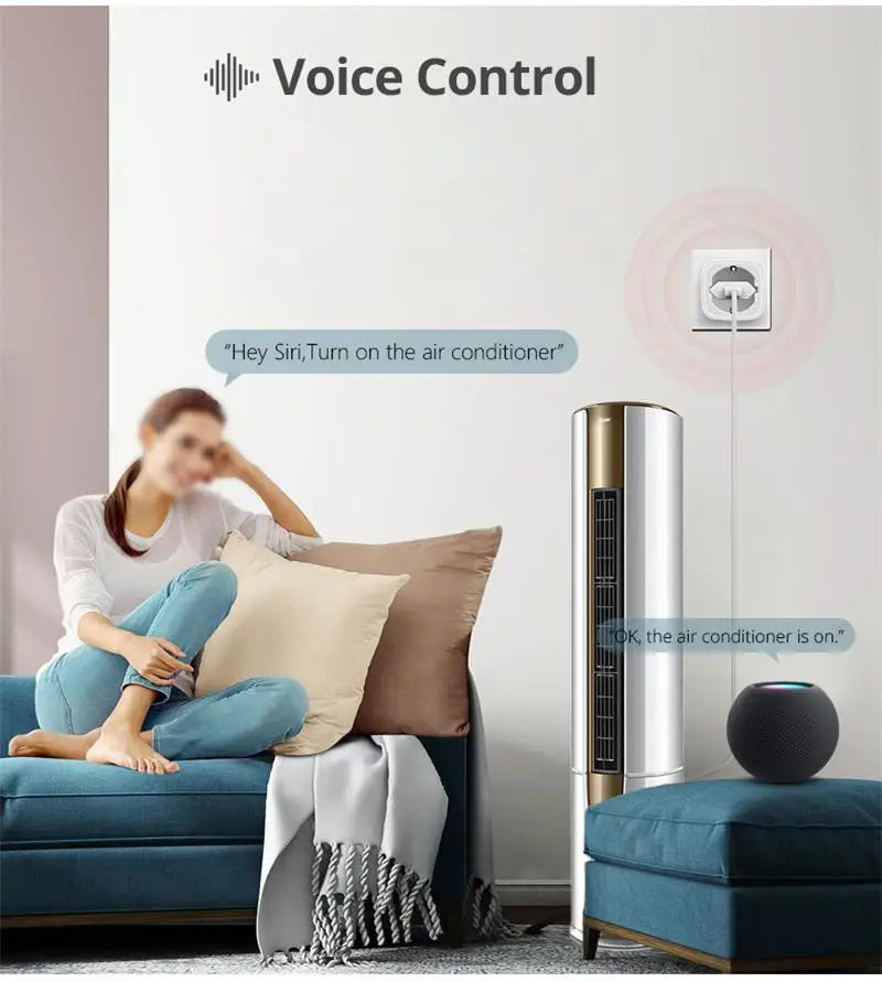 16A Apple Homekit Smart Socket EU Plug Network WiFi Outlet Use Siri Voice Control and Compatible Alexa Google Home