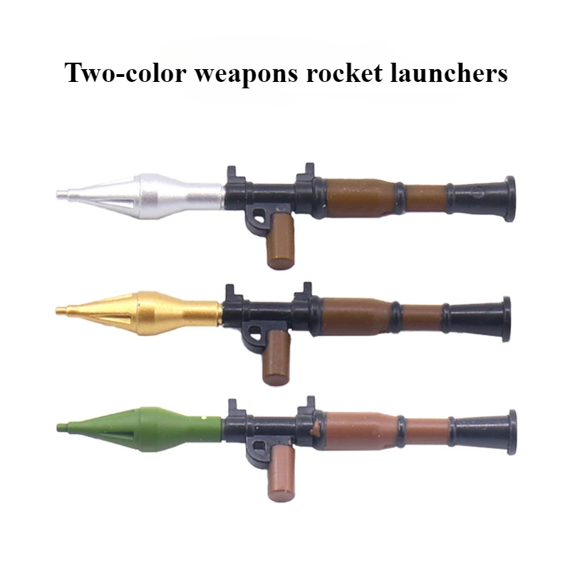 Children Building Blocks Toy Container Saber Roadblock Oil barrel Rocket Launcher Military Scene Weapon Bag Accessories image 2
