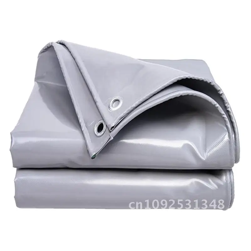 Gray Heavy-Duty Canvas Thicken PVC Tarpaulin Outdoor Camping Tent Canopy Pergola Sun Shelter Car Shed Awning Truck Tarp Cover