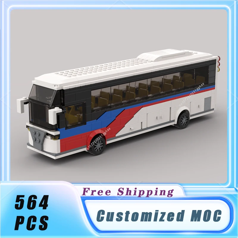 Classical City 7 Width Vehicle MOC Long Distance Bus 02 Building Blocks Model Bricks Sets Assemble Display Children's Toys Gifts