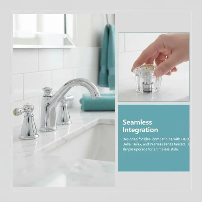 2pcs Universal Clear Faucet Knobs Replacement Kit Professional Acrylic Handles for Kitchen Sink Daily Repair Use