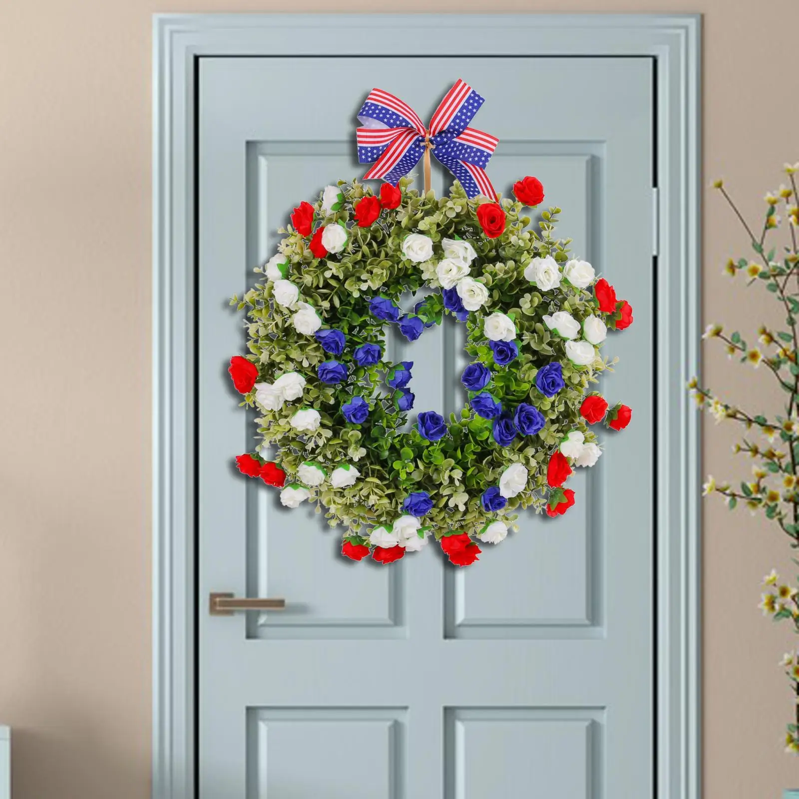 

Patriotic Wreath Fourth of July Front Door Wreath Multipurpose Diameter 17.7inch