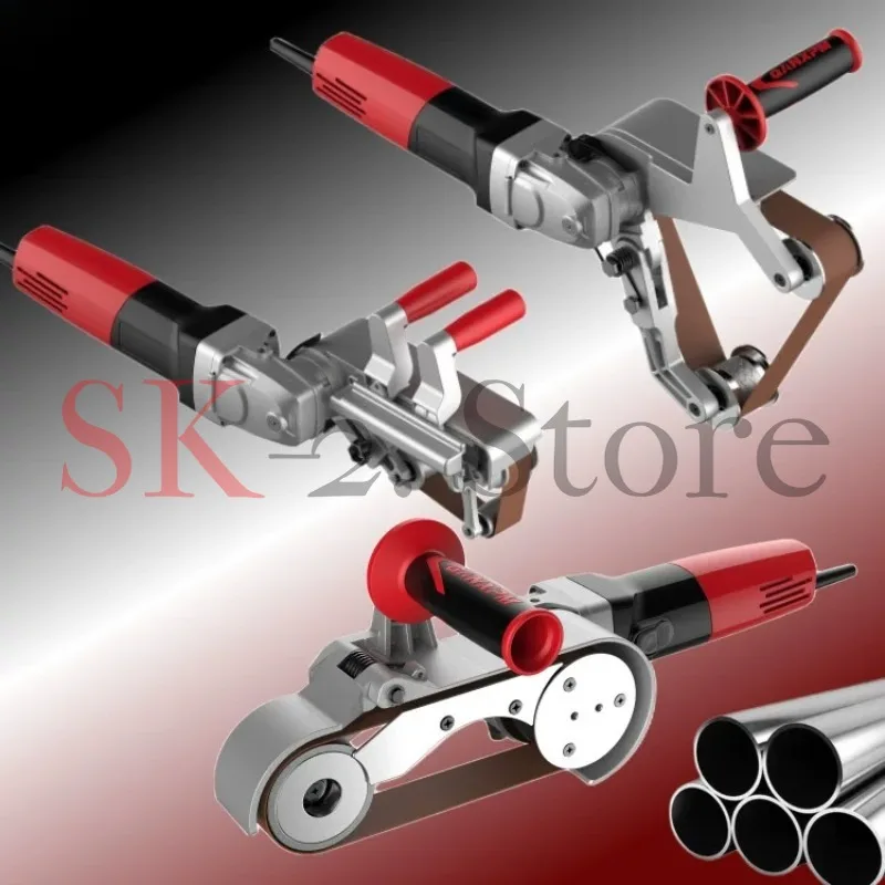 Round tube hand-held belt abrasive machine External rust removal and polishing machine Deburring artifact