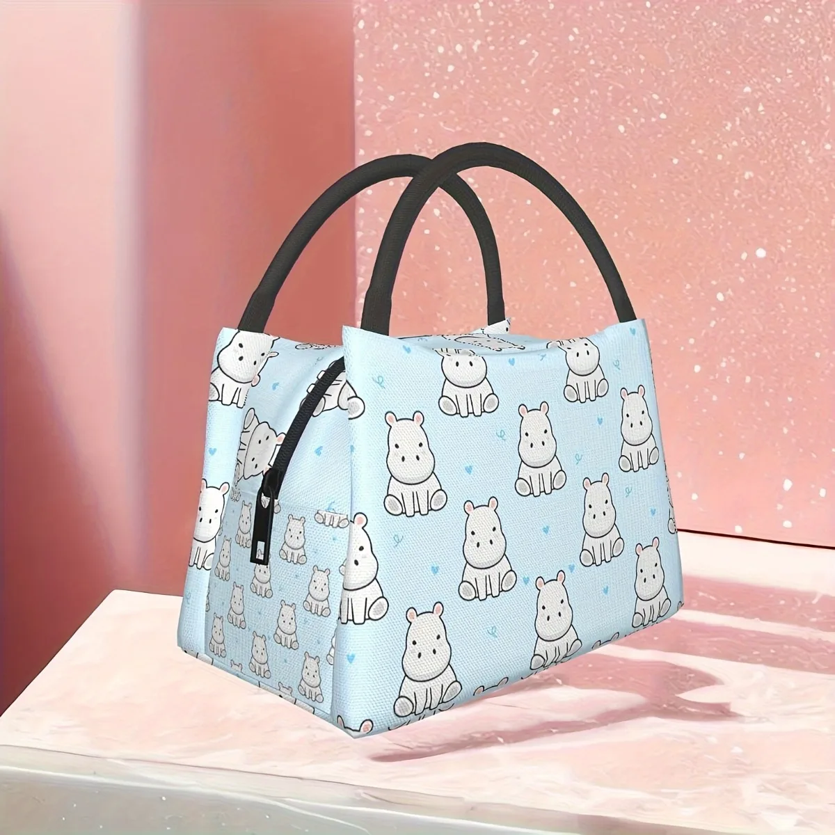 

Hippo Pattern Insulated Lunch Bag For Work, Picnics, Beach Hikes Lunch Box