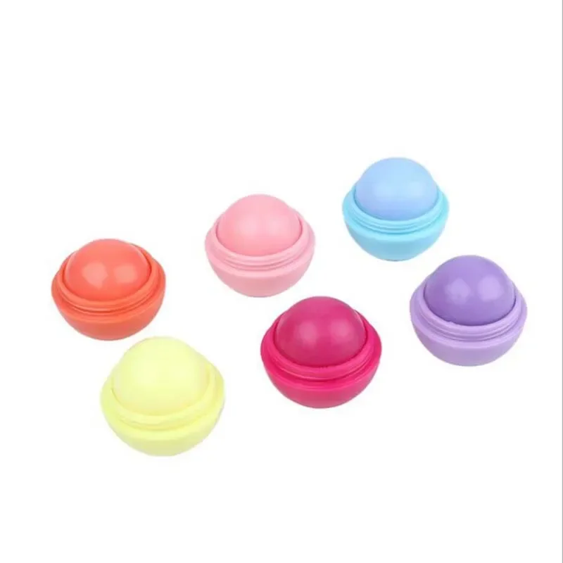 Batom em forma de bola redonda Sabor de frutas Esférico Frutado Hidratante de Maquiagem de Longa Duração, Cosméticos Bálsamo Labial, 6 cores, 1pc