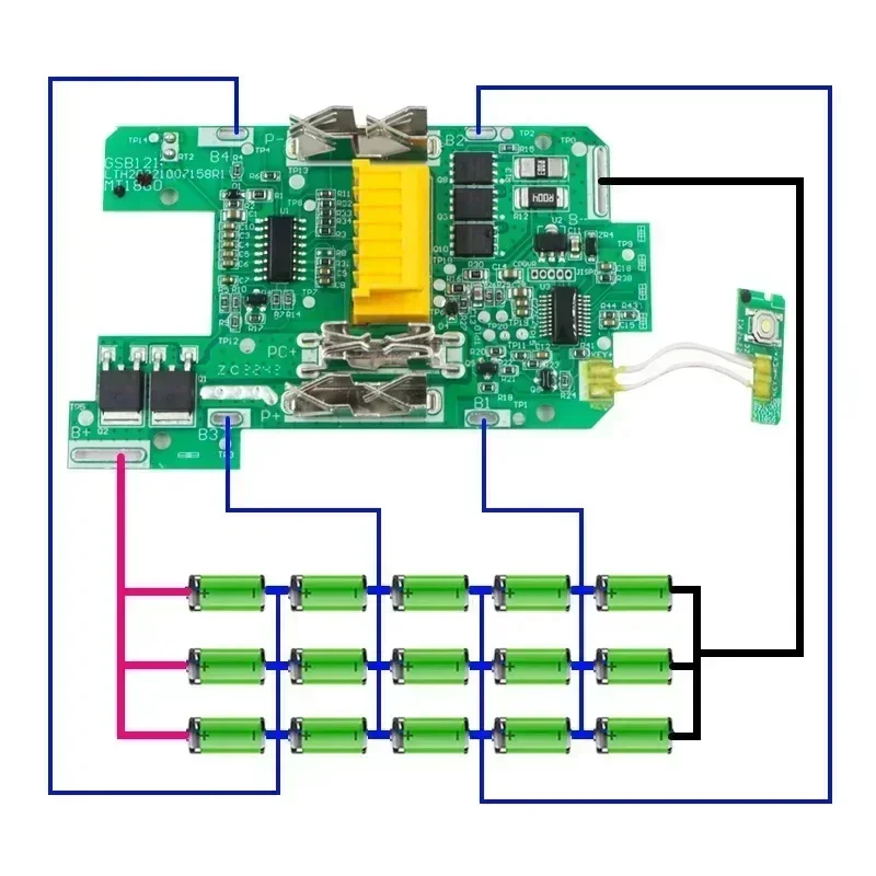 BL1890 15X18650 Charging Protection Circuit Board PCB for Makita for LXT Series 18V Li-ion Battery PCB Board Motherboard BL1860