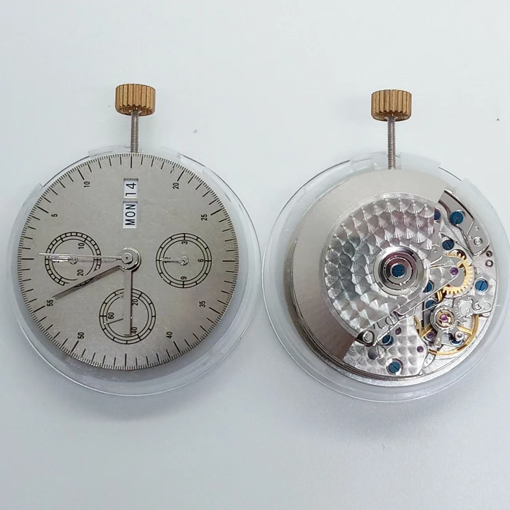 China Clone ETA 7750 Automatic Chronograph Watch Movement 12/6/9 Subdials with Day/Date at 3 O'clock 25 Jewels Replace Mechanism