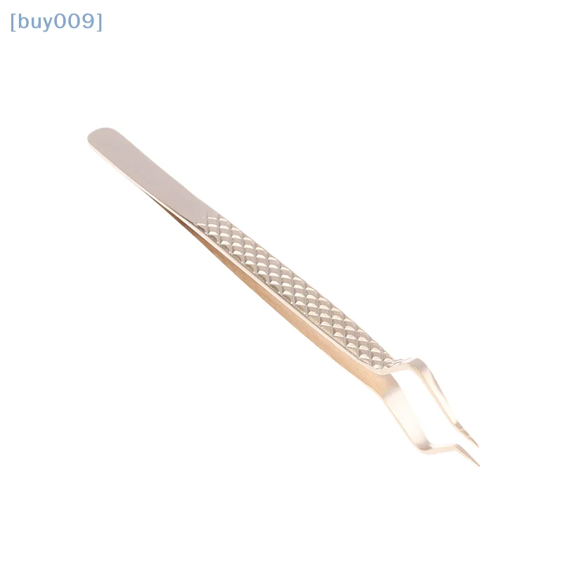 Anti-Static สแตนเลสสตีลแหนบความแม่นยําสูงทองโค้งตรงขนตาพัดลมแหนบคิ้วเล็บเครื่องมือแต่งหน้า