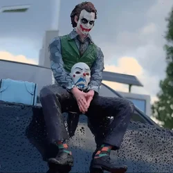 Suicide Squad Gotham Joker Dc Dark Knight Heath Ledger Action Figures Sitting Green Suit Handheld Joker Mask Car Doll Toy Gifts