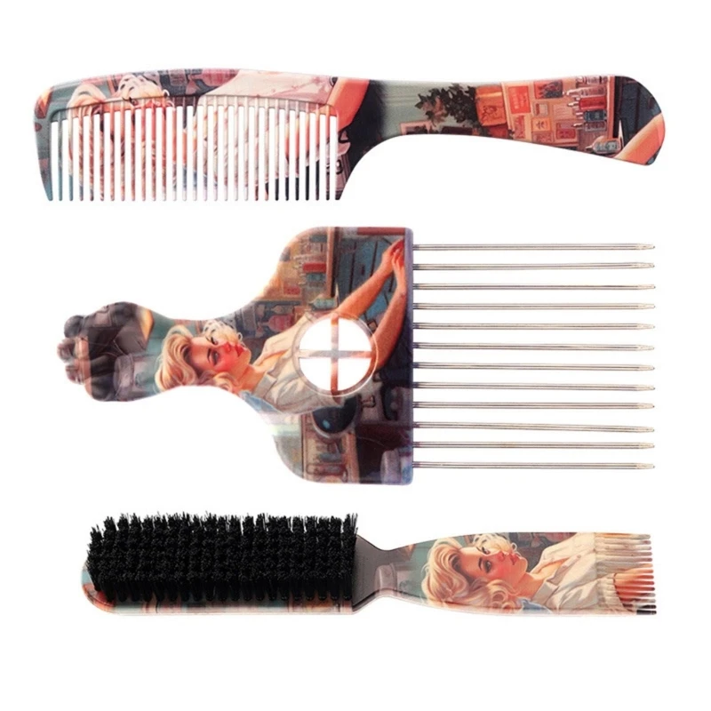 Stylish Hair Comb Collection 4pcs Stylish Comb Printed Patterns for Women Drop Shipping