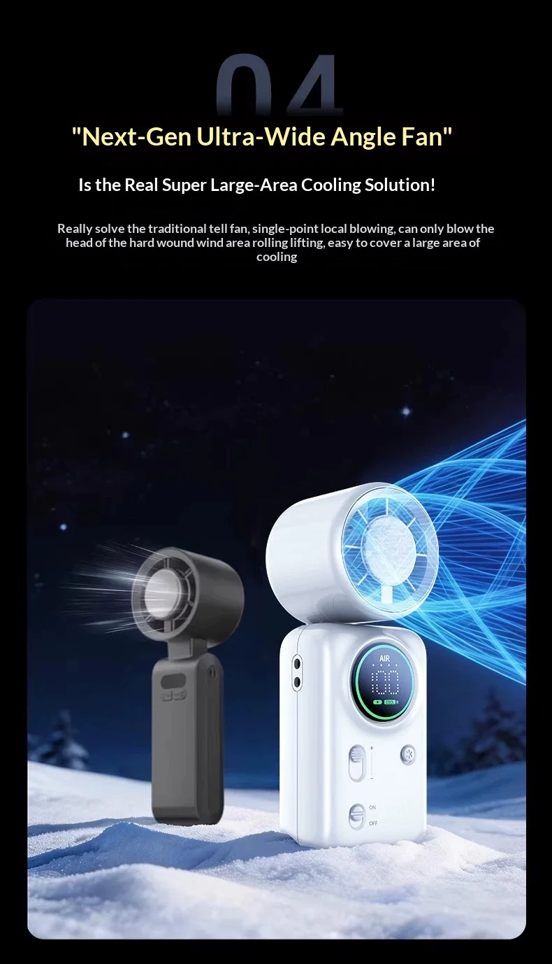 Cafele SS-056 Handheld Electric Fan Ultra High Speed Double Motor Handheld Electric Small Fan Reduce Noise Light Weight For Gift