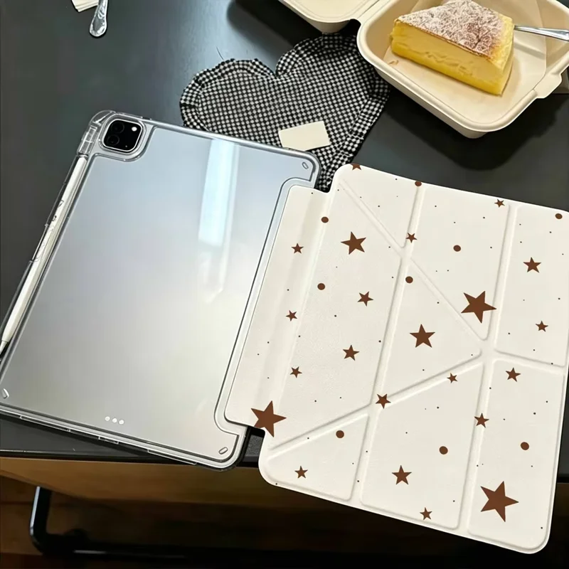 Simple Rtro Brown Purple Star Niche Tablet Case For iPad Pro 13 11th A16 12.9