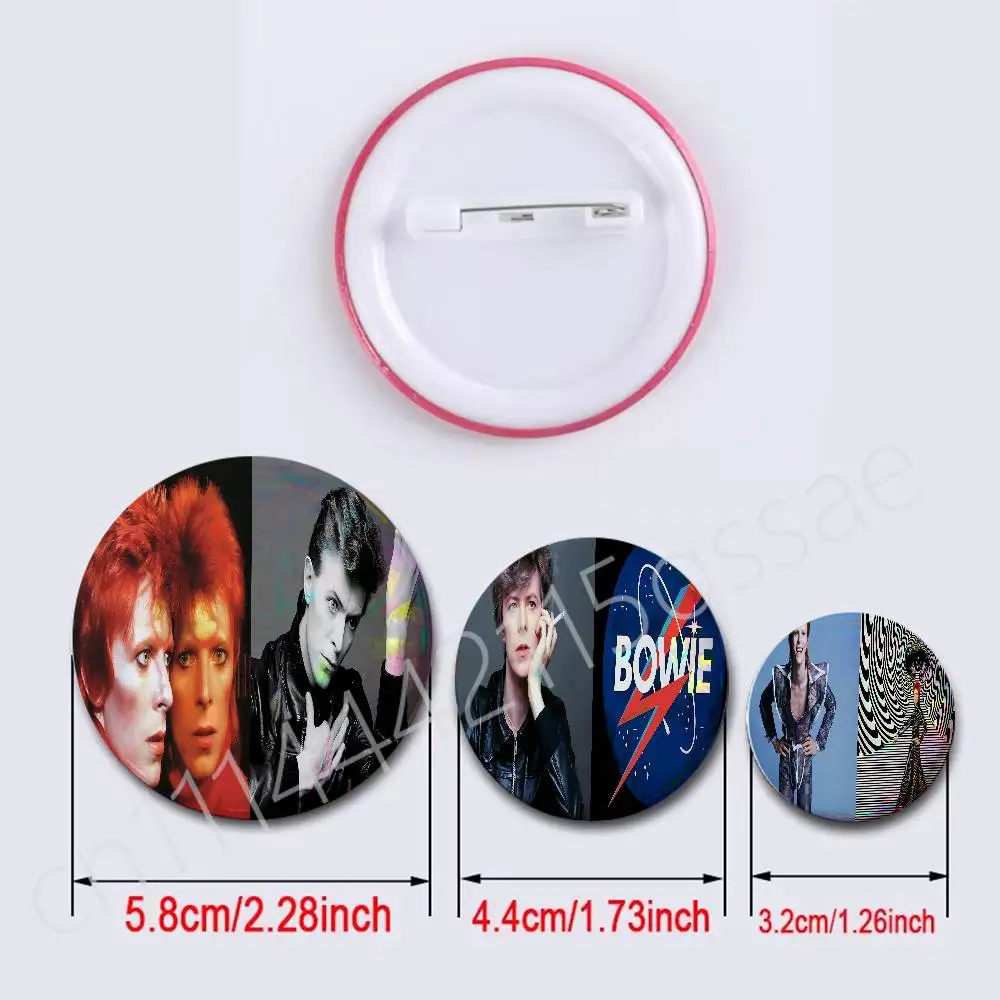 FOR David Bowie Jazz Rock Round Badge 2Pcs Button Pin Brooch Cosplay Prop Collection Souvenir Bag Ornament