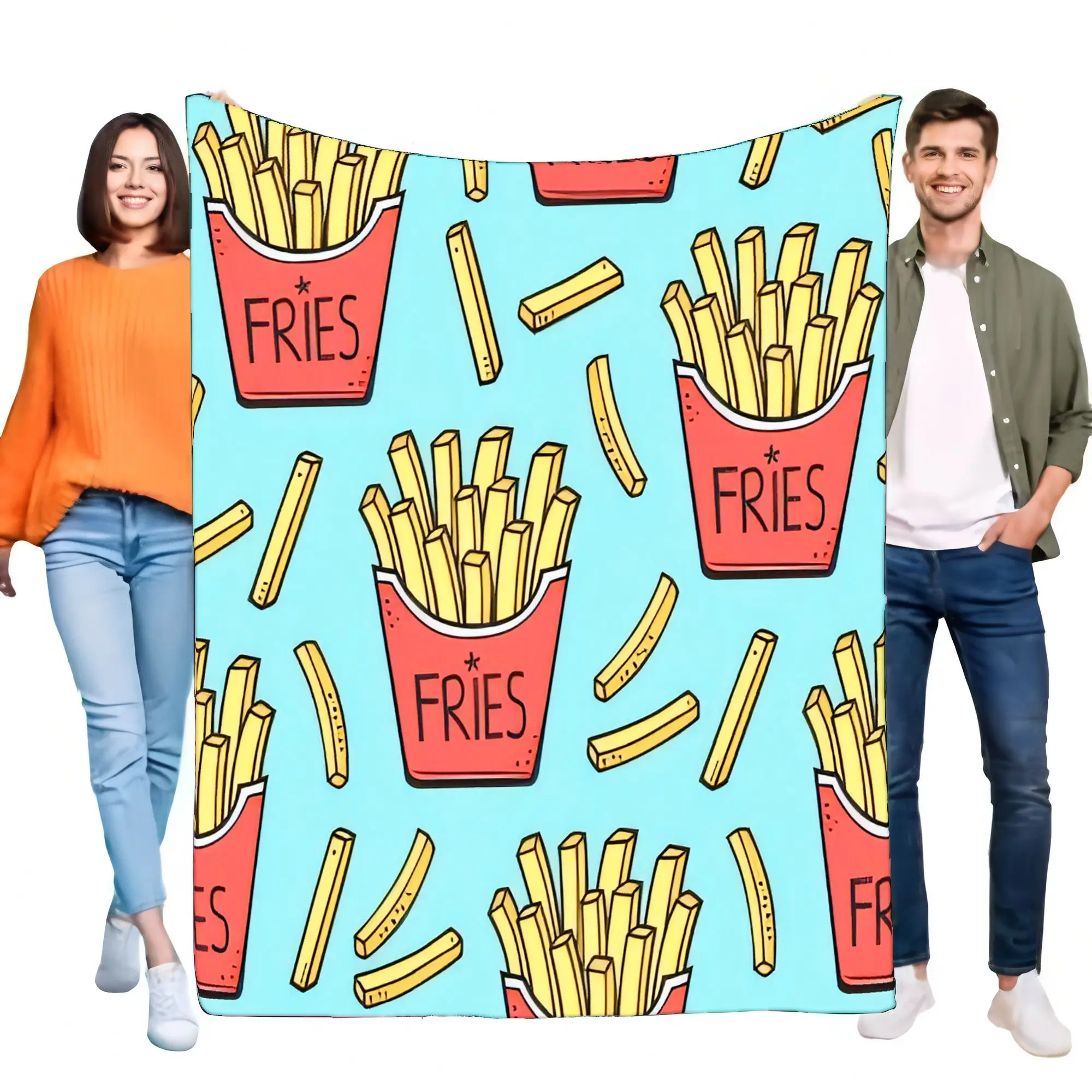 French Fries Blanket Soft Cozy Throw Lightweight Sofa Decor Stylish Birthday Gift for Fast Food Lovers