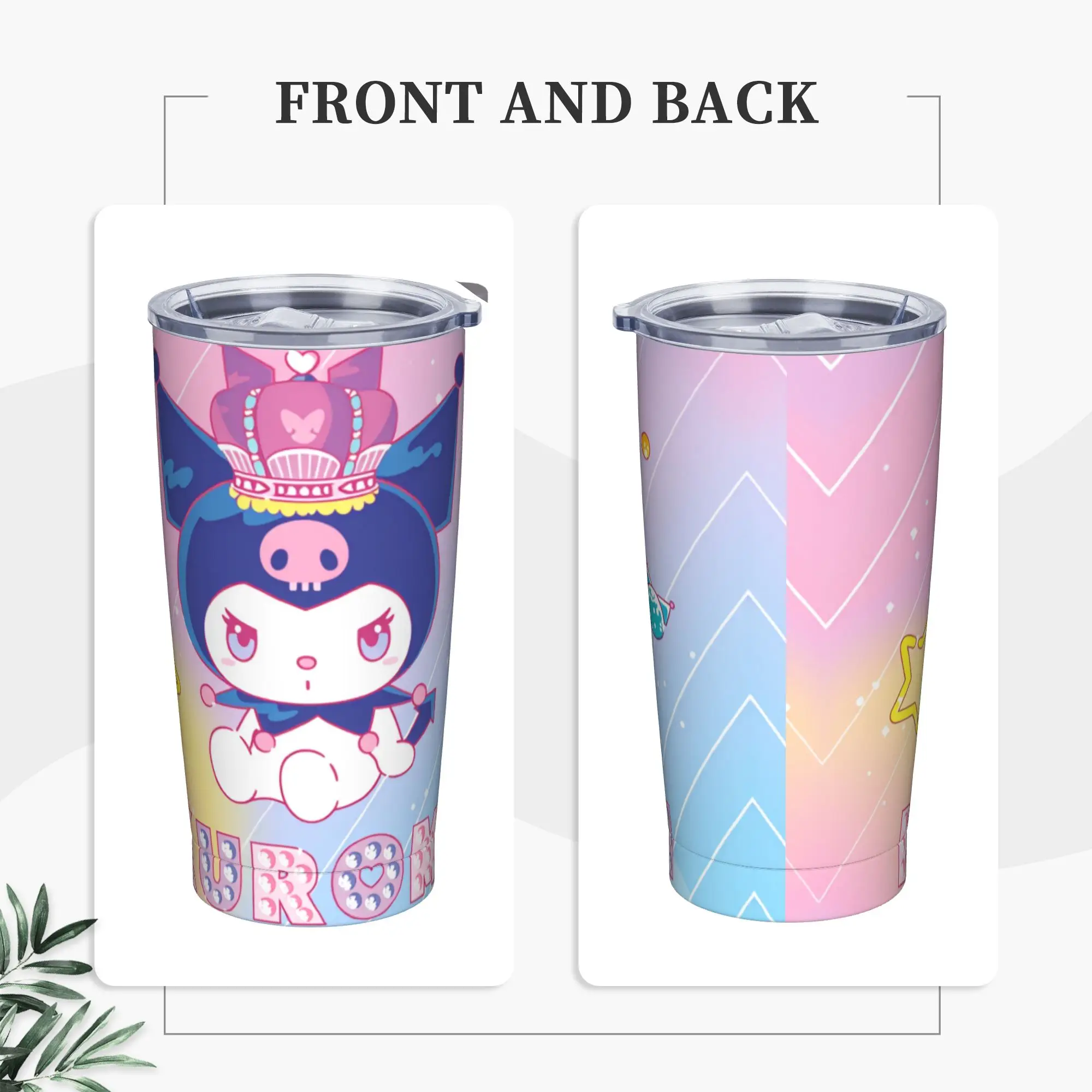 

Stainless Steel Tumbler Kuromi Cute Cartoon Mugs Cup With Straws Driving Hot Drinks Water Bottle Leakproof 20oz Thermal Mug