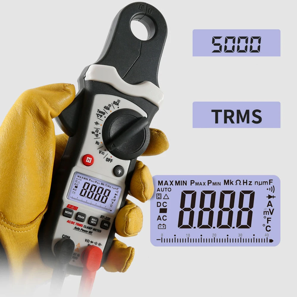 High Accuracy Digital Clamp Meter Professional Handheld Small Diameter Electricity Tester AC/DC Voltage, Current Meter, Resistan