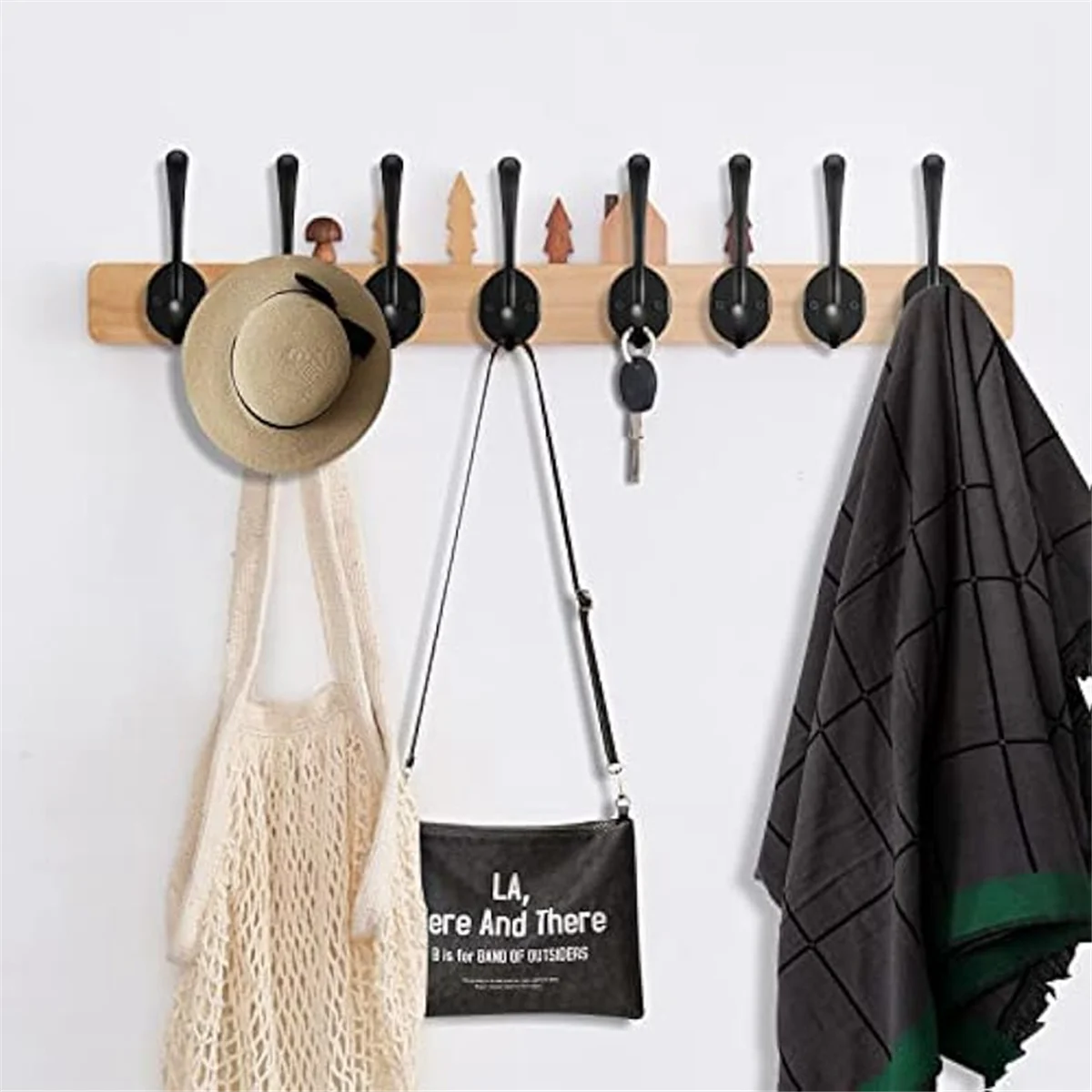 20Pack Black Wall Hooks for Hanging, Metal Coat Hooks Wall Mounted, Retro Double Hooks Heavy Duty Hanger with 40 Screws