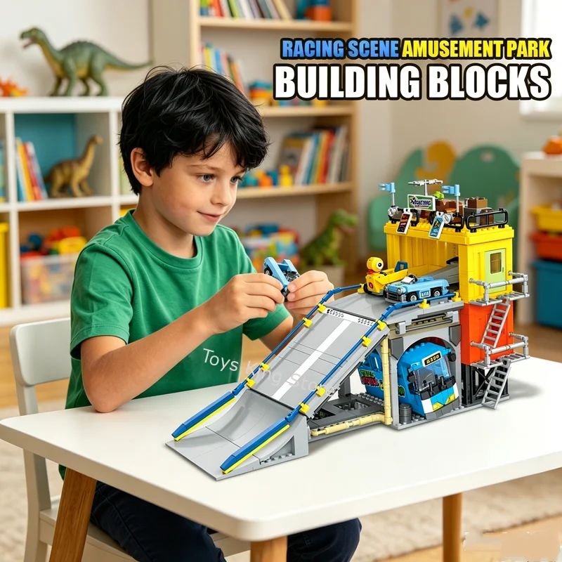 

Roller Coaster Slope Building Block Racing Climb Scene Amusement Park Assembly Bricks Model Education Kids Toys Birthday Gifts
