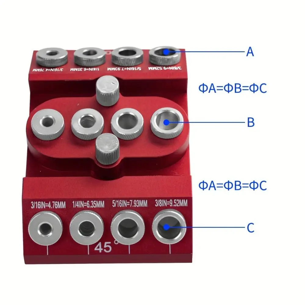 30/45/90 Degree Drill Guide Jig with Positioning Rod 4 Sizes Drill Hole V-Drill Guide Precision Aluminium Alloy