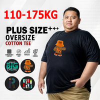 Mens T Shirts Printed Tee Large Size 110-175kg 7XL Cotton Black T-shirt Round Neck Short Sleeve Oversized Tops Big Men Clothing