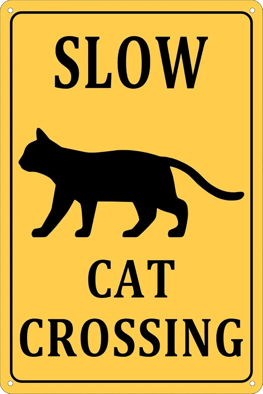 Cat Crossing Sign Cat Decor Sign Slow Cat Crossing Signs Cat Notice Warning Fence Metal Tin Sign Wall Art Decor Plaque for Home