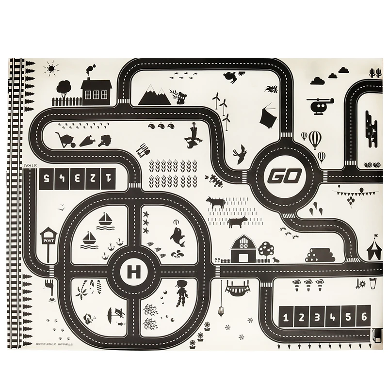 Tapis de jeu de carte d'autoroute, circulation, route, scène de ville, Construction, papier polyester, apprentissage éducatif, nom de lieu, coussin de mer en plein air