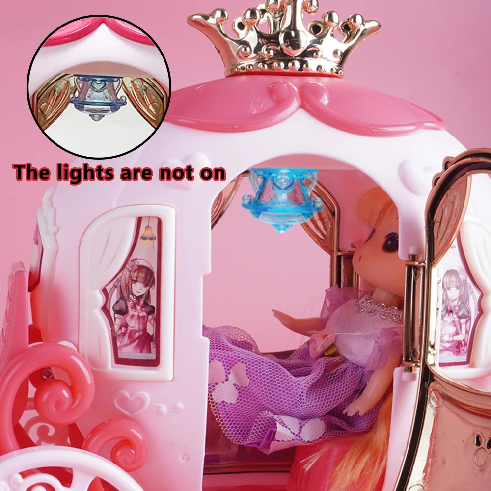 Mini carrello di zucca Principessa casa delle bambole Carrozza in miniatura Modello di mobili con luci Casa delle bambole Puzzle Accessorio da gioco Regalo per ragazza