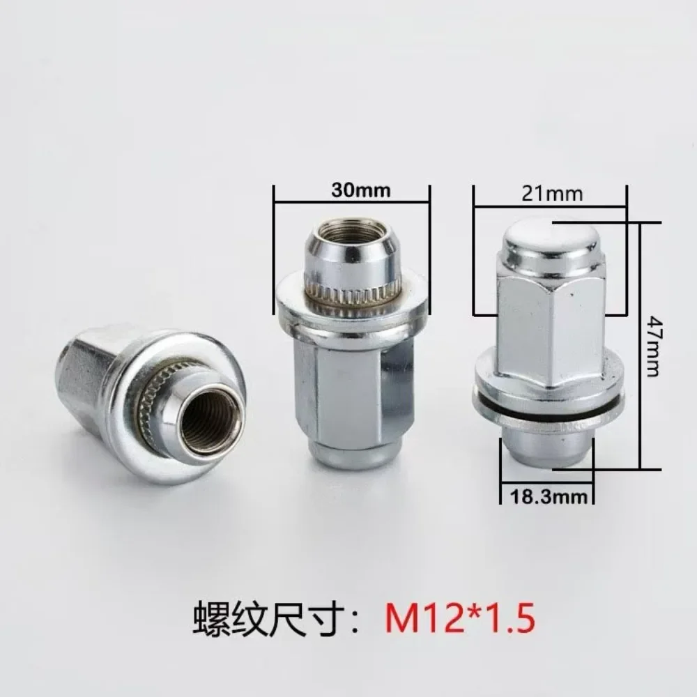 20pcs Wheel Lug Nuts Hub Screws for Gold Cup Gracie ZTE Dachaishen BAIC Luba Great Wall Haval M12x1.5 Hex 21mm Thick 47mm